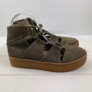 M4DE Womens Size 7M Green Suede Leather Cut Out Booties Shoes